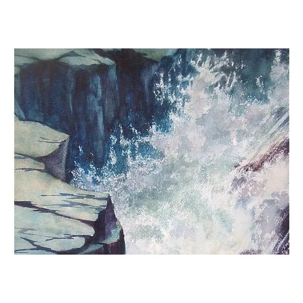 Sierra Waterfall Vintage Ann Pierce Watercolor Painting For Sale - Image 4 of 7