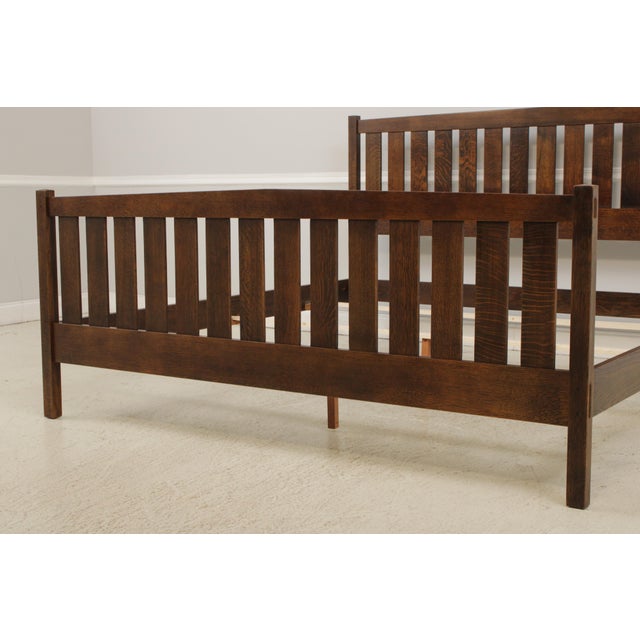 Stickley King Size Mission Oak Arts & Crafts Bed For Sale - Image 13 of 15