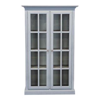 Crate & Barrel Cameo Glass Door Bookshelf With Adjustable Shelves For Sale