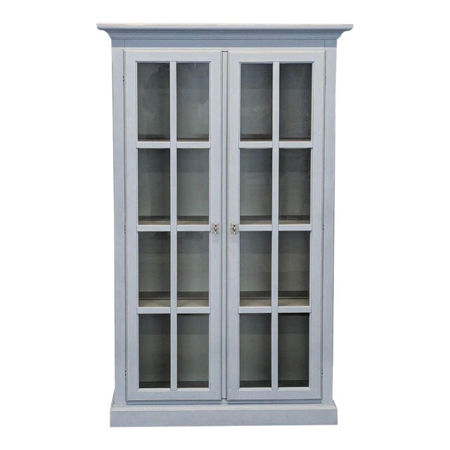 Crate & Barrel Cameo Glass Door Bookshelf With Adjustable Shelves For Sale