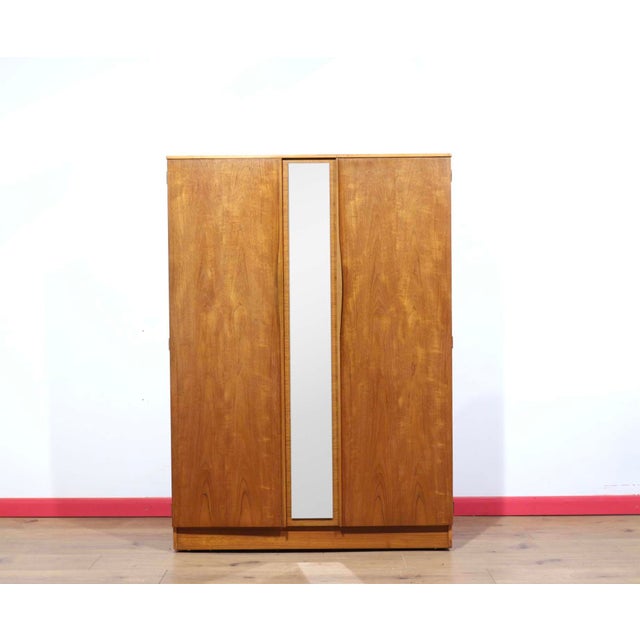 Brown Mid Century Modern Vintage Teak Armoire Wardrobe With Mirror by Austinsuite Danish Style For Sale - Image 8 of 11