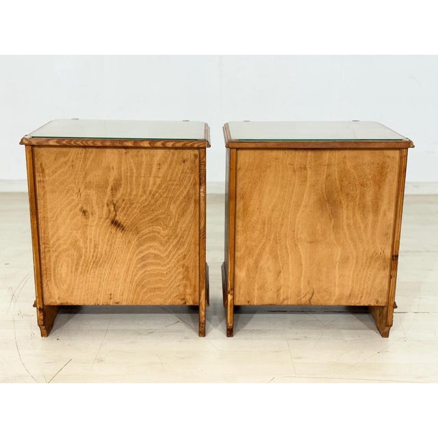 Brown Vintage Wood Bedside Tables, Set of 2 For Sale - Image 8 of 9