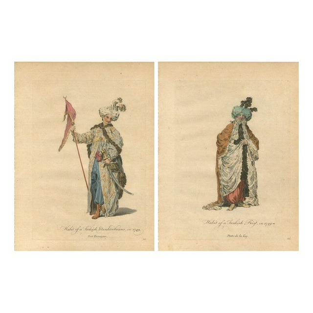 Thomas Jefferys, Ottoman Costume: Standard Bearer & Turkish Priest, 1749, Prints, Set of 2 For Sale