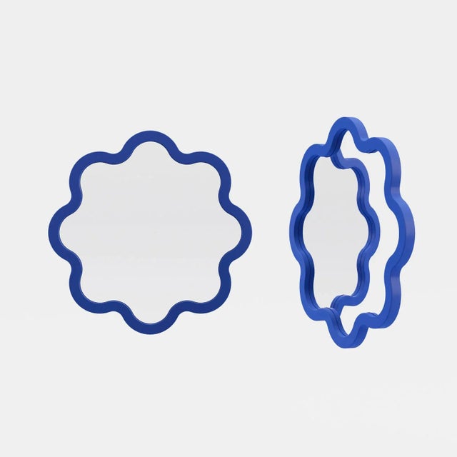 Blue Hvyli Round 60 - Wall Wavy Mirror For Sale - Image 8 of 9