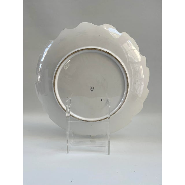 Pink Vintage Large Italian Pink Rose & Green Zaccagnini Pottery Decorative Wall or Serving Plate For Sale - Image 8 of 9