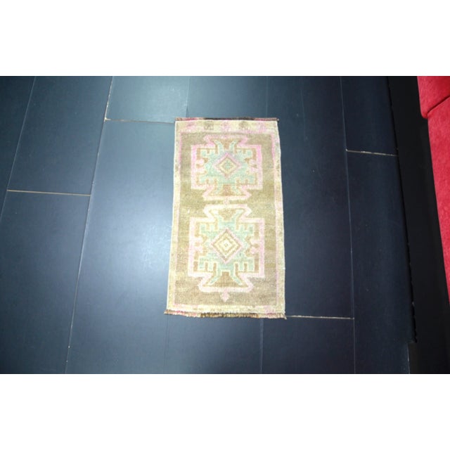 Turkish Vintage Oushak Brown Small Rug For Sale In Phoenix - Image 6 of 6