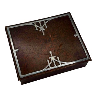 Early 20th Century Arts & Crafts Sterling Silver on Bronze Humidor Cigarette Box by Heintz For Sale