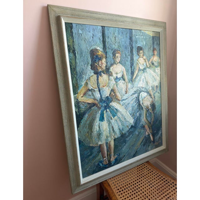 American School Mid-Century Ballet Class Oil on Canvas by Reimi For Sale In Washington DC - Image 6 of 10