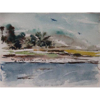 Pacific Theater War Beach Watercolor For Sale