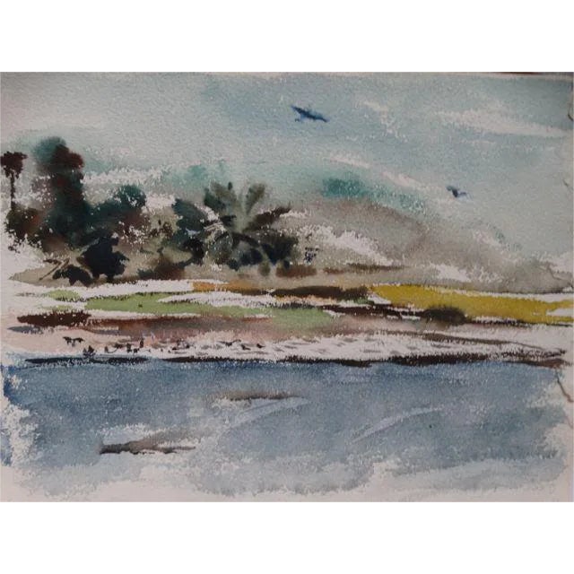 Pacific Theater War Beach Watercolor For Sale