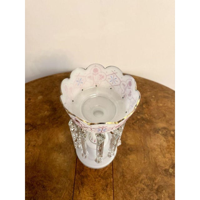 Antique Victorian Glass Lustre and Glass Dome, 1880, Set of 2 For Sale - Image 8 of 10
