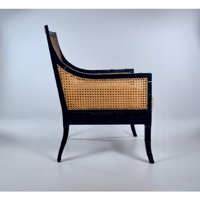 2010s Hickory Chair Double-Caned Faux Bamboo Beaufort Armchair For Sale - Image 5 of 14