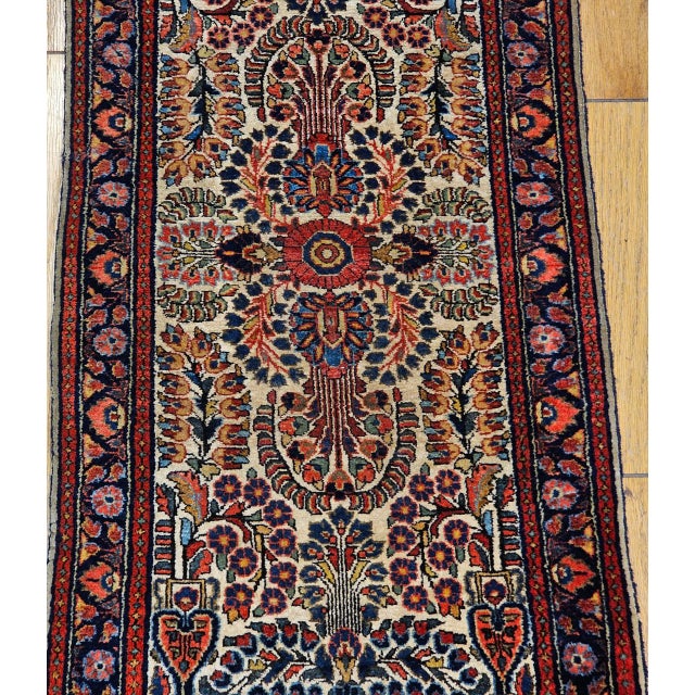 Textile Vintage Persian Sarouk Accent Rug, Hand-Knotted Wool, Allover Floral Pattern, 2x4, Ivory & Navy For Sale - Image 7 of 13