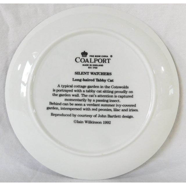 Coalport Porcelain 1992 Coalport England Silent Watchers Long-Haired Tabby Cat Collector Plate For Sale - Image 4 of 5