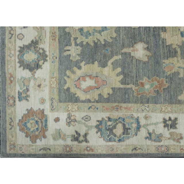 Gray & Green Turkish Oushak Rug 5'9" x 9' For Sale - Image 4 of 9