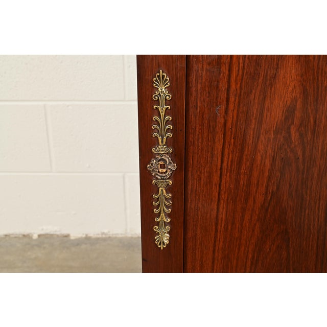 Baker Furniture Style Monumental French Empire Mahogany Breakfront Bookcase Cabinet With Mounted Ormolu For Sale - Image 9 of 13