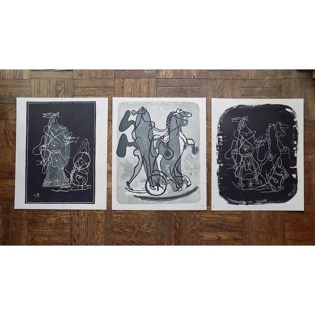1960s Vintage Mid 20th C. Modern Abstract Lithographs-Georges Braque-Set of 3 For Sale - Image 5 of 6