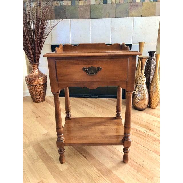 Vintage “Young Republic Group” Solid Hard Rock Maple Chairside Table by