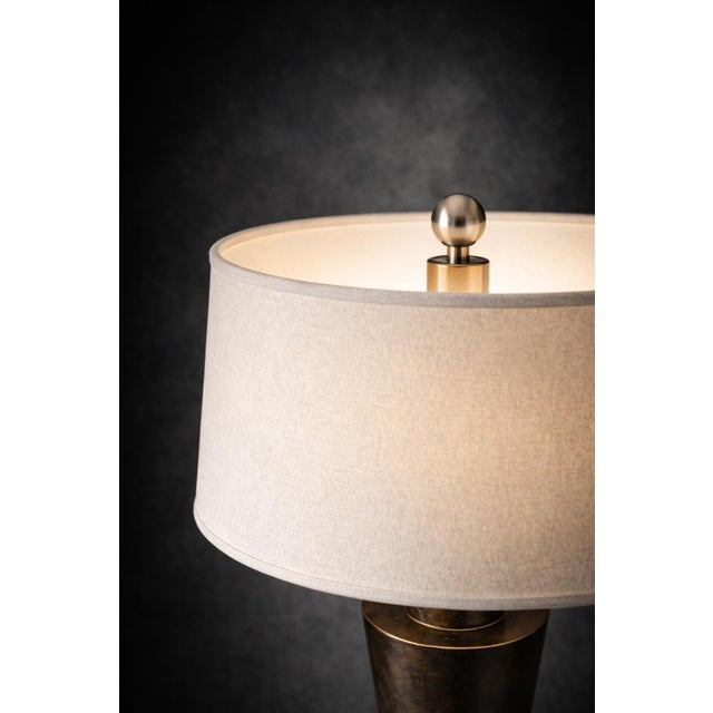 Late 20th Century Large Architectural Brutalist Table Lamp in Aged Bronze Finish – 36″ Sculptural Statement Lamp For Sale - Image 4 of 11