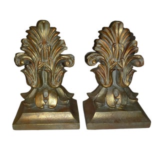 Decoline New York Neoclassical Style Hand Crafted Gold Leafed Acanthus Bookends - a Pair For Sale