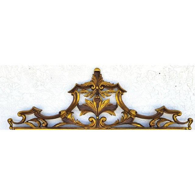 Mid 20th Century Vintage French Rococo Louis XV Baroque Gold Gilt Metal King Headboard For Sale - Image 5 of 12