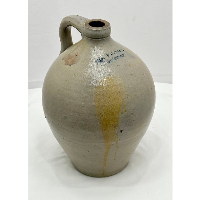 Navy Blue Antique 1820s Early American Ovoid Form 1 Gallon Stoneware Jug by L & B G Chace in Somerset Massachusetts For Sale - Image 8 of 18