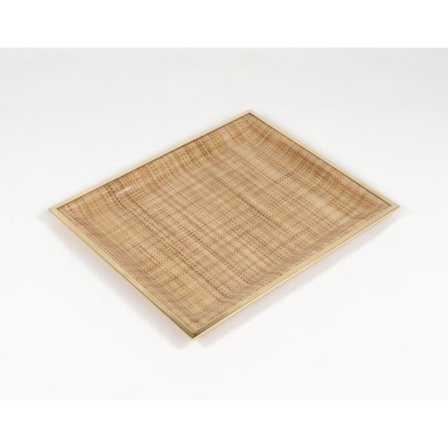 Serving Tray in Wicker and Brass from Christian Dior, 1970s For Sale - Image 13 of 17