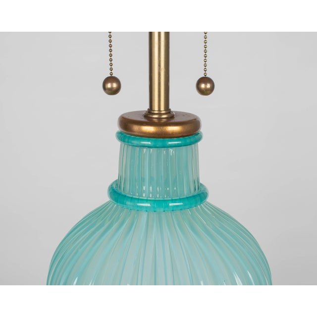 Aqua Blue Murano Glass Lamp by Archimede Seguso for Marbro, Italy 1950s For Sale - Image 9 of 13