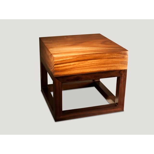 2010s Andrianna Shamaris Minimalist Suar Wood Side Table For Sale - Image 5 of 5