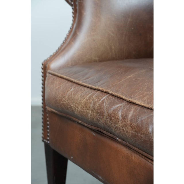 Vintage Club Chair in Cowhide Leather For Sale - Image 11 of 16