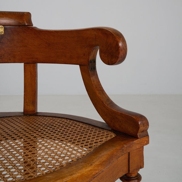 French Mid 20th Century France Louis XVI Brown Wood Armchair For Sale - Image 3 of 11