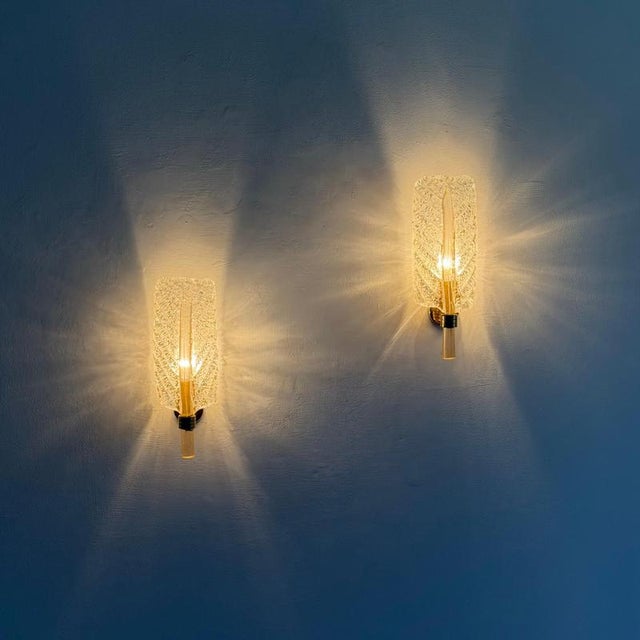 A beautiful and rare pair of murano glass wall sconces designed by ercole barovier for barovier & toso in 1971. Elegant,...