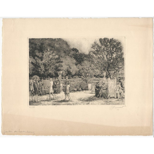 Raphaël Drouart (1884 1972) Jardin du Luxembourg Original Etching on Paper 1920s Size (overall): 252 x 323 mm Size...