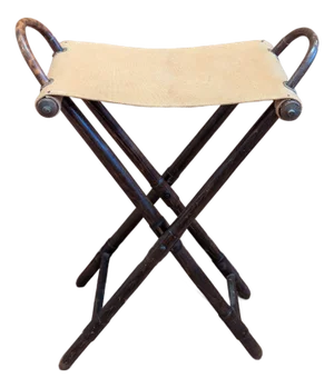 Edwardian English Canvas Folding Shooting Stool