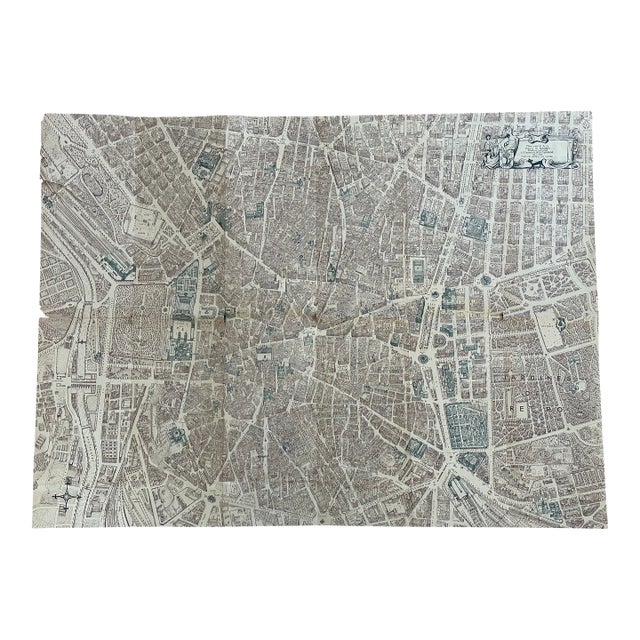 Vintage Pictorial Map of Madrid Spain For Sale