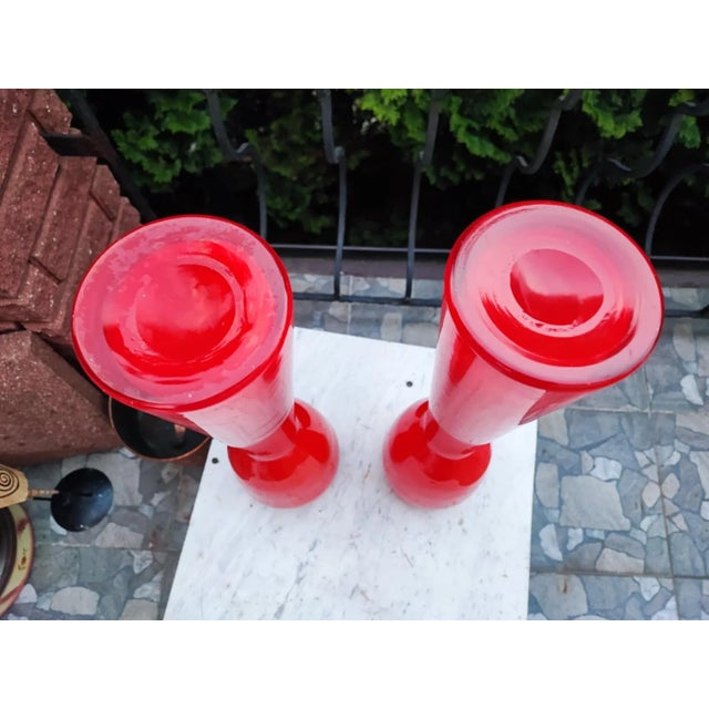 Vintage Vase in Red Glass, 1970s For Sale - Image 4 of 8