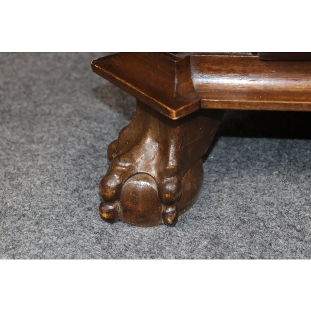 Vintage English Burled Wood Ball & Claw Foot 3 Drawer Commode C. 1950's For Sale - Image 9 of 13