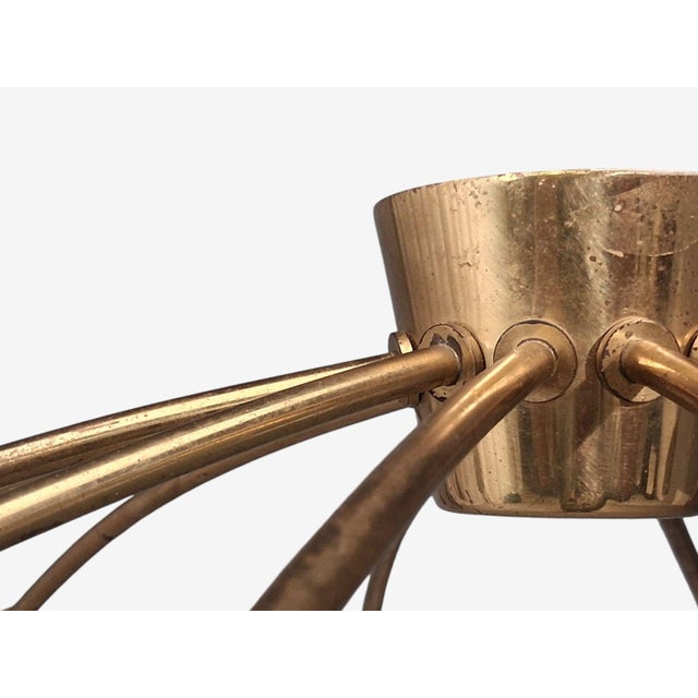 1960s Style After j.t. Kalmar Mid Century Modern Spider Flushmount Chandelier, Brass For Sale - Image 9 of 12