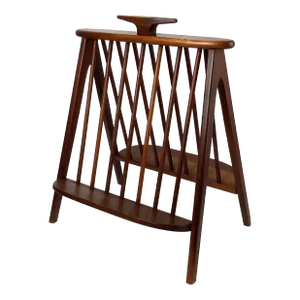 1960s Arthur Umanoff Sculpted Walnut Mid-Century Magazine Rack