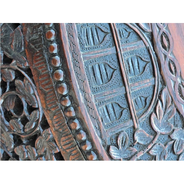 19th Century Heavily Carved Rosewood Side Table/Center Table; Made in Burma. For Sale In Philadelphia - Image 6 of 18
