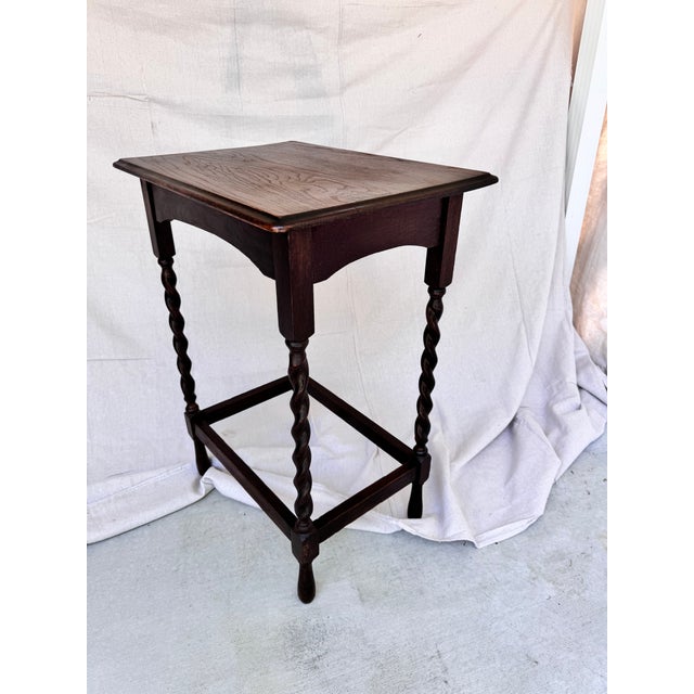 Wood Antique Barley Twist Side Table For Sale - Image 7 of 8