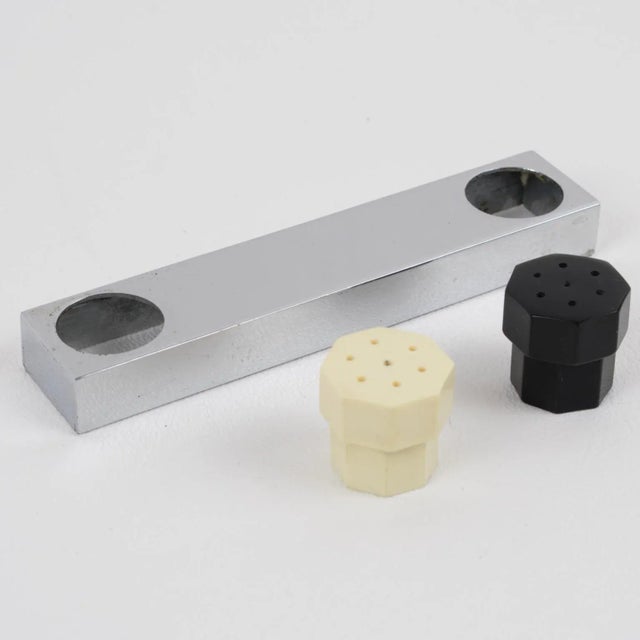 Silver French Art Deco Chrome and Galalith Knife Rests Set in Box, 1930s For Sale - Image 8 of 12