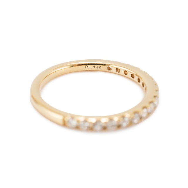 Gold 14k Yellow Gold 0.34ct Round Brilliant Lab Grown Diamond Half Eternity Band, Size 5.5 For Sale - Image 8 of 9
