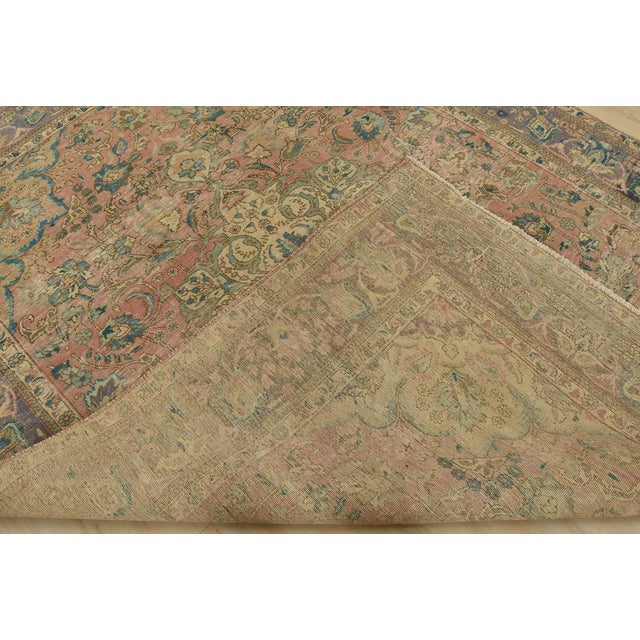 Tabriz Rug 7’8” X 10′ Pink Wool Vintage Distressed Hand-Knotted Carpet For Sale - Image 14 of 15