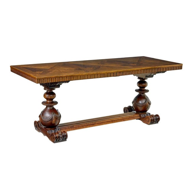 Vintage Scandinavian Carved Walnut Desk, 1920 For Sale - Image 13 of 13