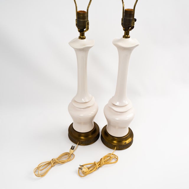 Vintage Ceramic Chinoiserie Lamp Bases - A Pair For Sale - Image 16 of 18