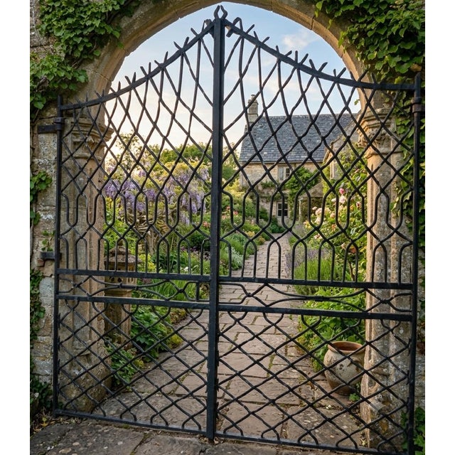 French Antique French Wrought Iron Gate For Sale - Image 3 of 16