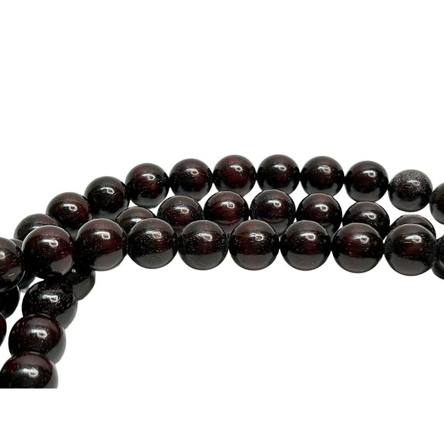 Asian Dark Brown Wood Grain 108 Beads Hand Rosary Praying Chain For Sale - Image 3 of 6