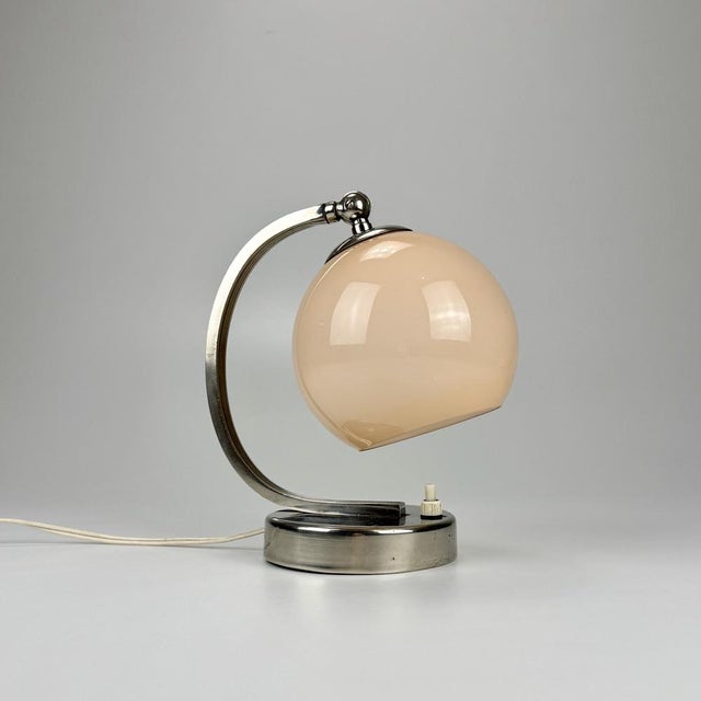 Pink Art Deco Bedside Lamp in Light Ping Glass, 1930s For Sale - Image 8 of 8