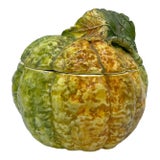 1950s Orange Glazed Textured Ceramic Pumpkin, Lidded Box For Sale